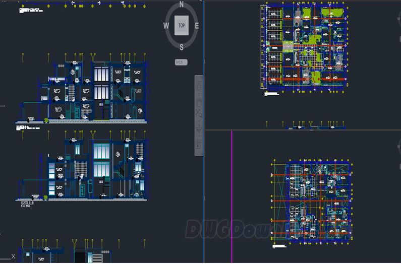 دانلود فایل اتوکد نقشه پروژه ساختمان مسکونی با فرمت DWG برای نرم‌افزار AutoCAD | Residence Project DWG